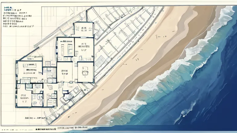 うねりの方向と海岸線のなす角のイメージ