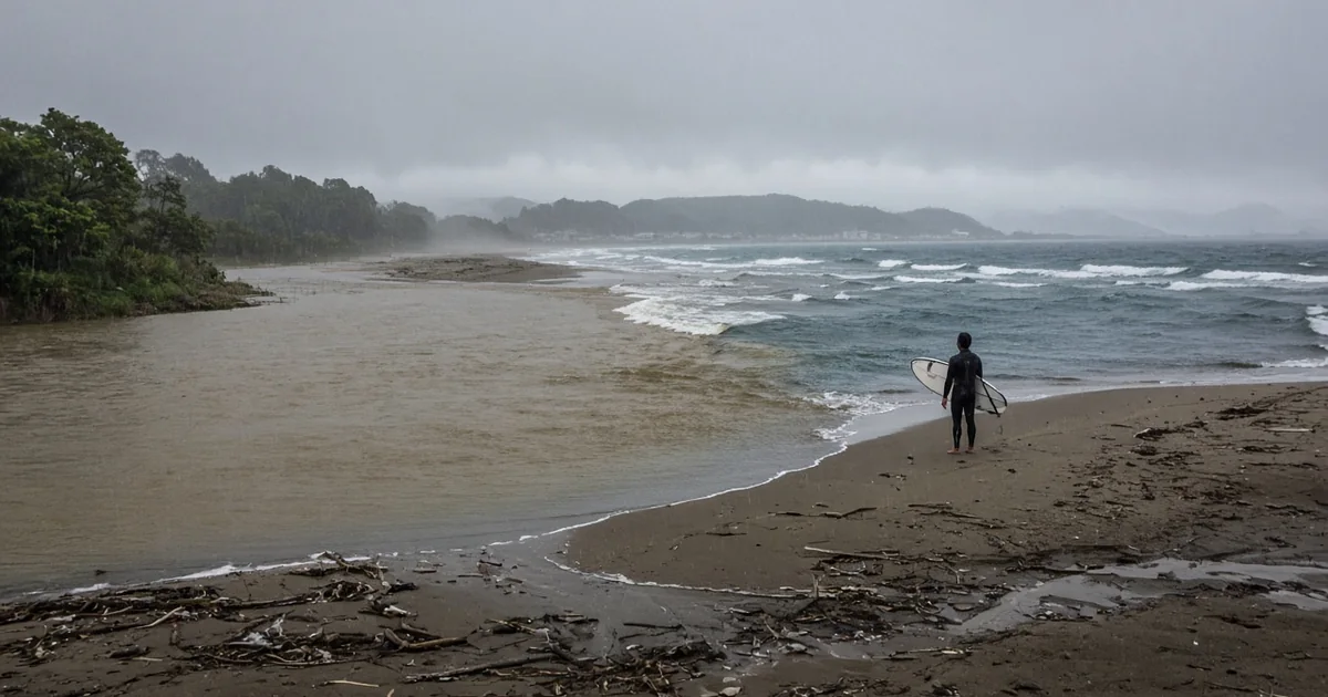 潮より先に降雨と水面の変化を見る