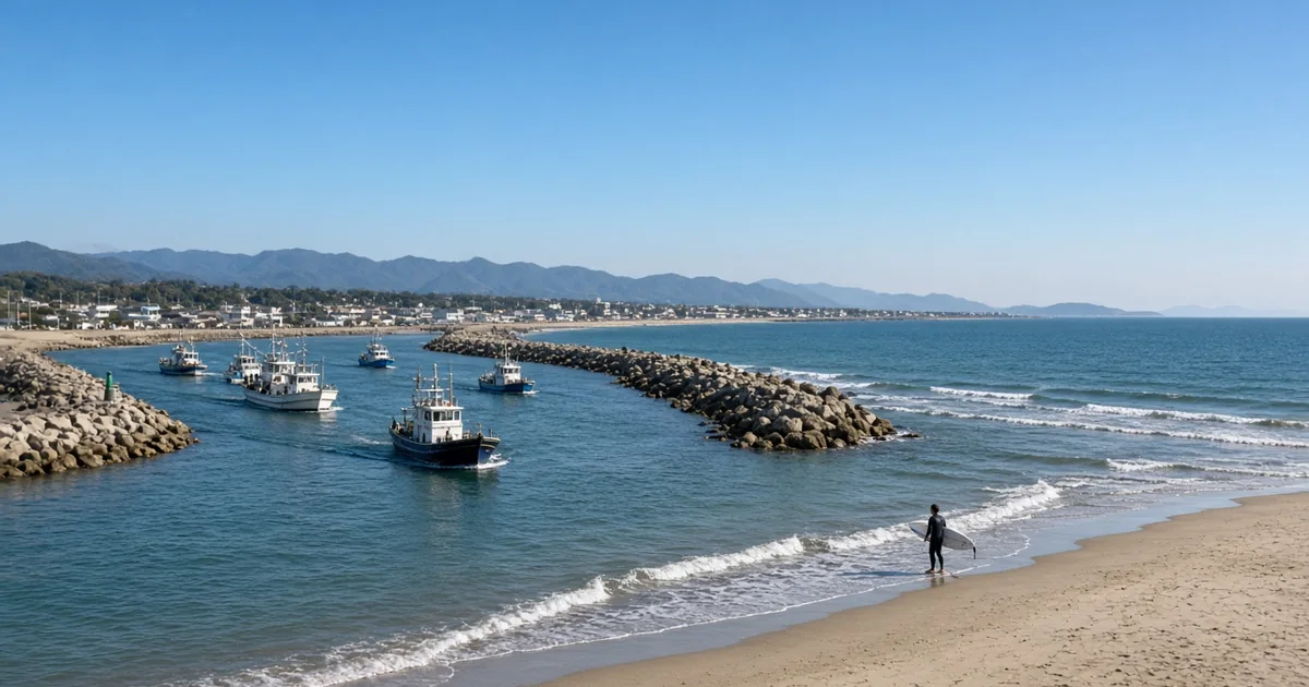 新港周辺では航路と構造物を先に見る