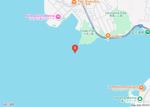 葉山 大崎の位置を示す地図