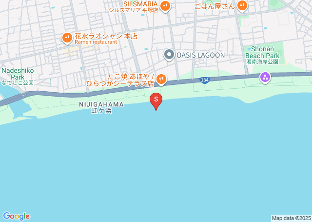 平塚プール下の位置を示す地図