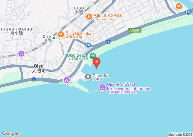 大磯源二の位置を示す地図