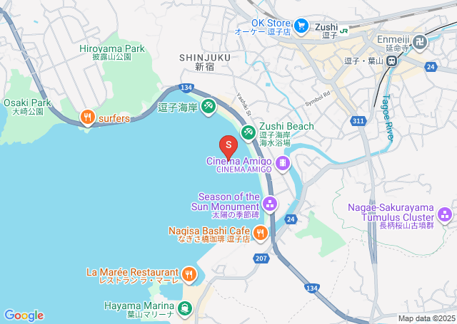 逗子海岸の位置を示す地図