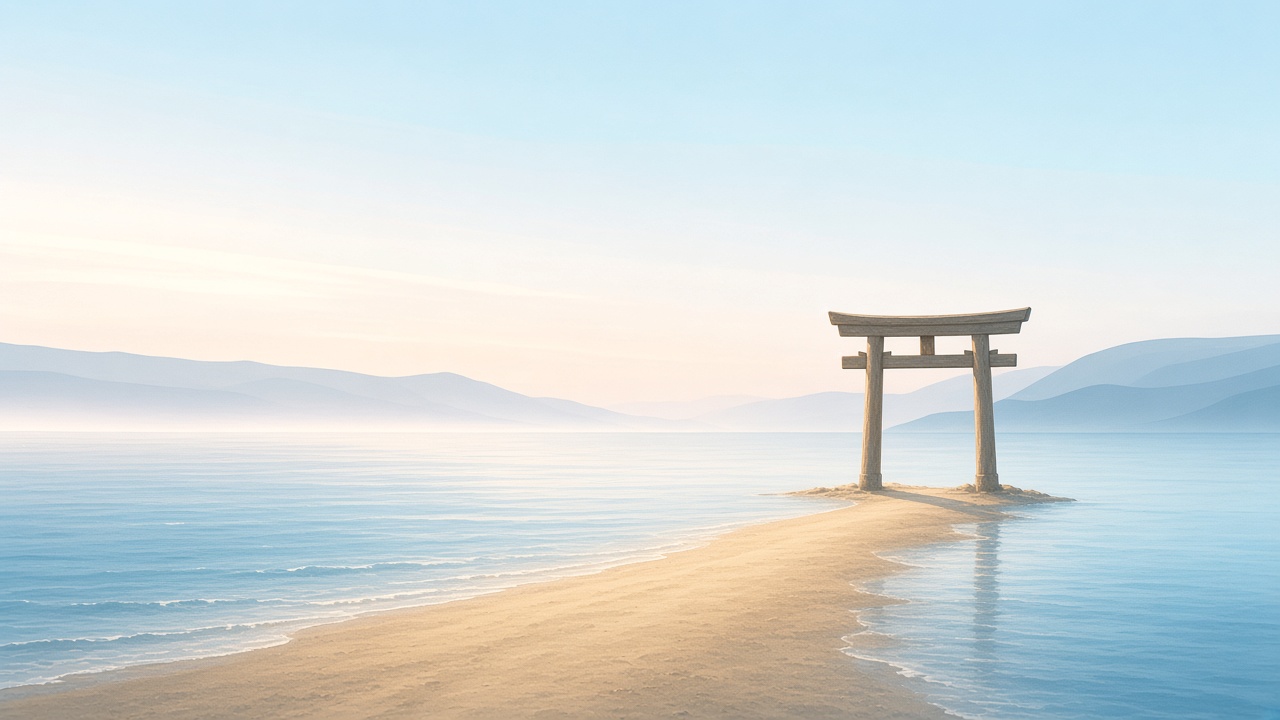 砂の道が海辺の門へ続く。日付の入った古い波予報のURLは、新しいページへ移ります。