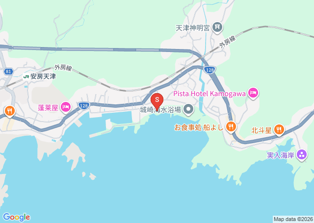 天津小湊の位置を示す地図