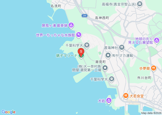銚子マリーナの位置を示す地図