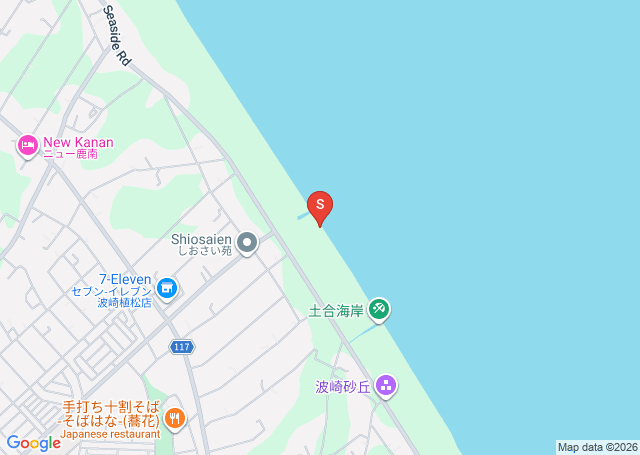 波崎海水浴場の位置（地図）