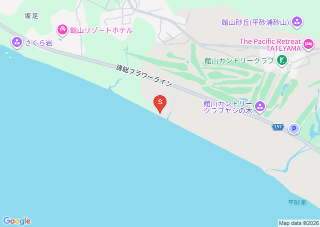 平砂浦・ファミリーパーク下の位置を示す地図