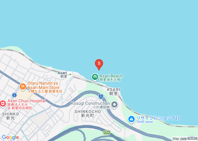 朝里の位置（地図）