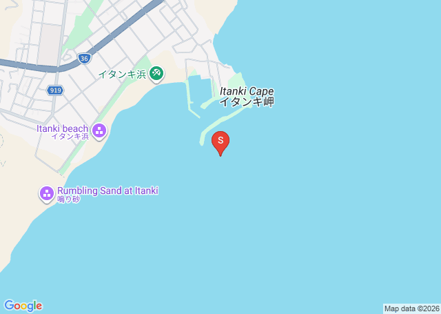 イタンキ浜の位置（地図）