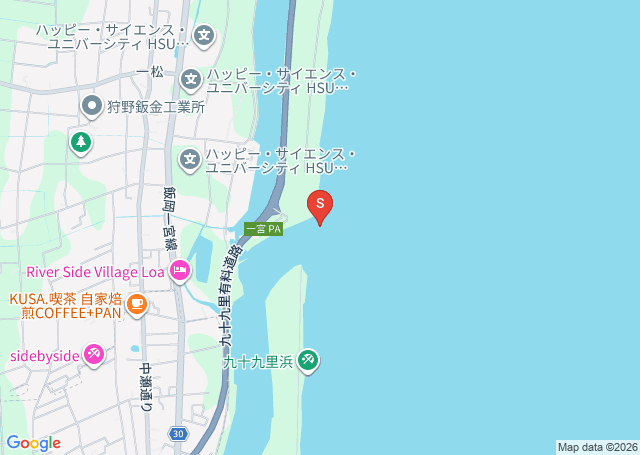 一宮河口の位置を示す地図