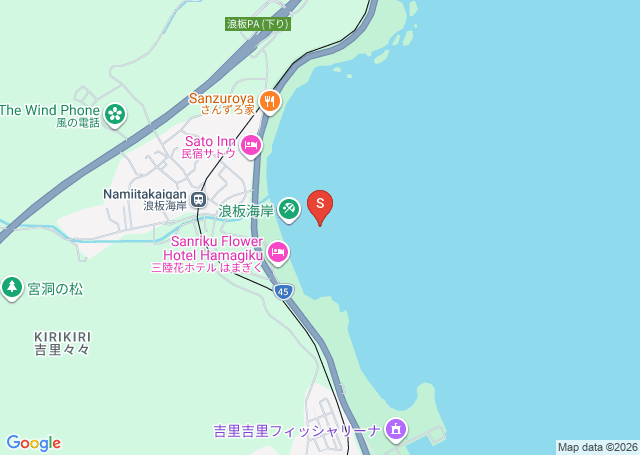 浪板の位置（地図）