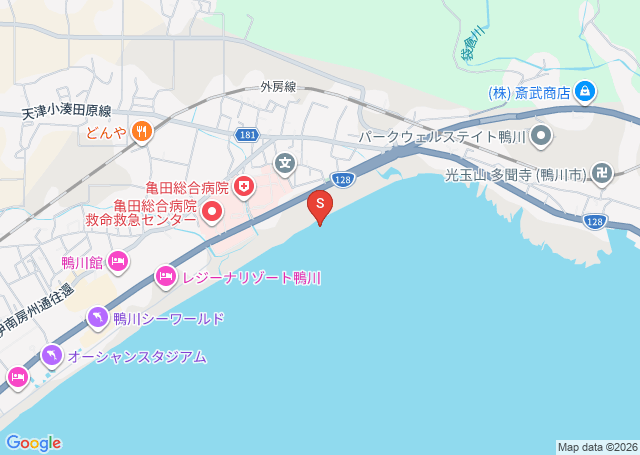 亀田病院前の位置を示す地図