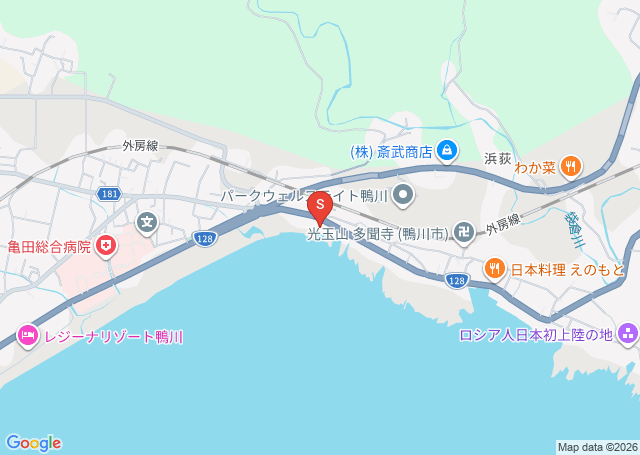 鴨川・マルキの位置を示す地図