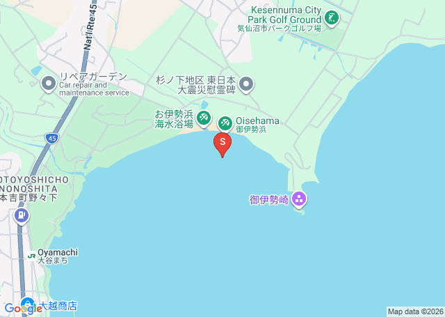 御伊勢浜の位置（地図）