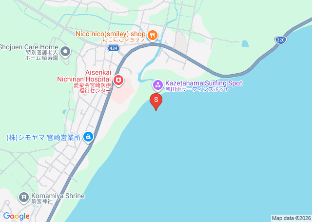 風田浜の位置（地図）