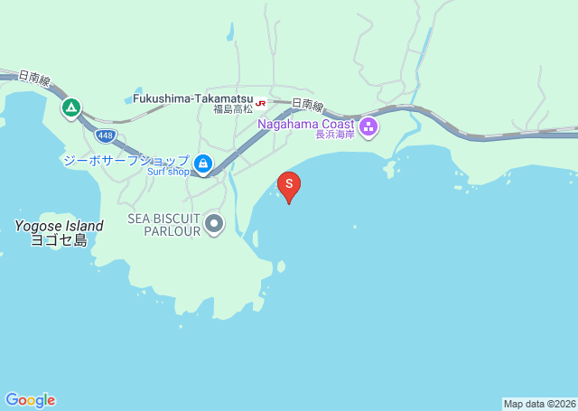 長浜海岸の位置（地図）