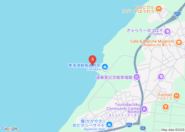 巻漁港の位置（地図）