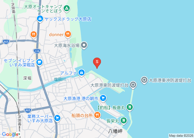 大原河口の位置を示す地図