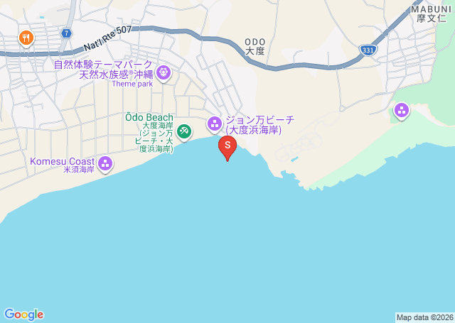 大度（ジョン万ビーチ）の位置（地図）