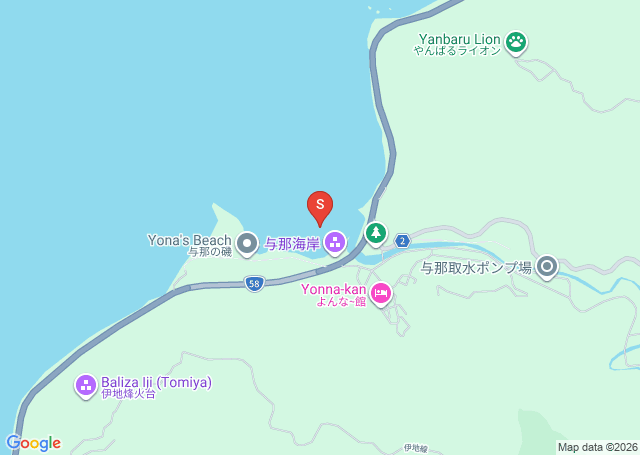 与那海岸の位置（地図）