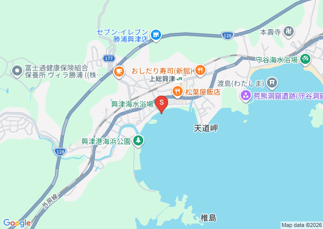 興津の位置を示す地図