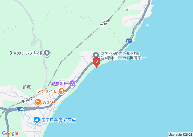 御宿・漁港の位置を示す地図