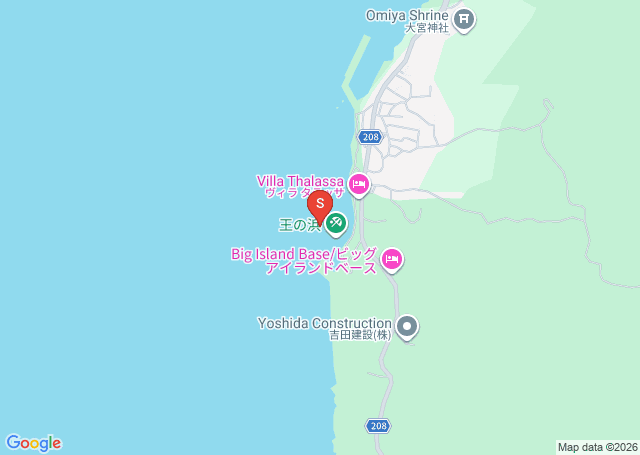 ジュンカメ（王の浜）の位置（地図）