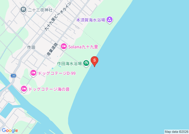 作田の位置を示す地図