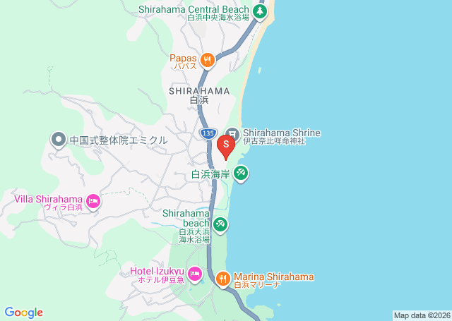 白浜・神社前の位置を示す地図