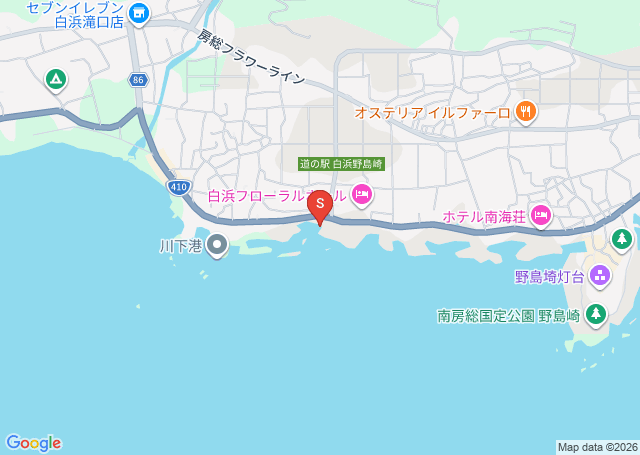 白浜(野島崎)の位置を示す地図