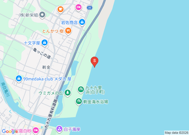 白子(剃金)の位置を示す地図