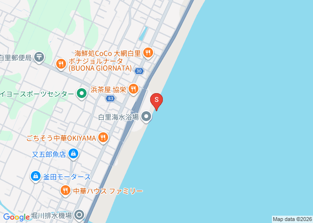 白里の位置を示す地図