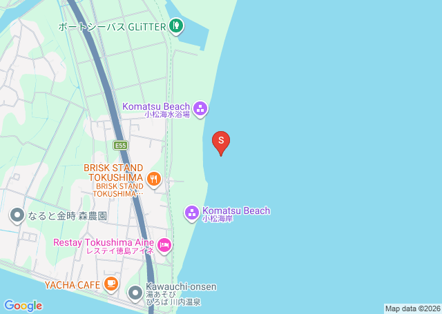 小松海岸の位置（地図）