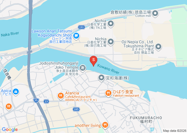 那賀川河口の位置（地図）