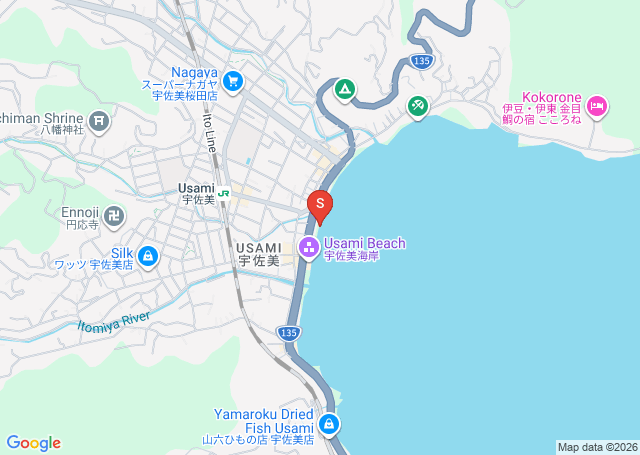 宇佐美(漁港)の位置を示す地図