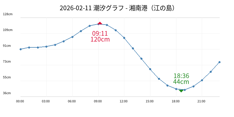 2026-02-14 潮汐グラフ - 湘南港（江の島）